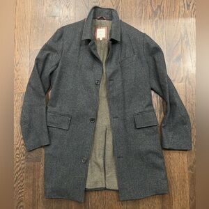 Billy Reid trench coat with leather accents.